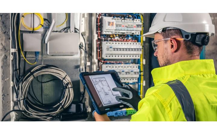 electrician working on control system